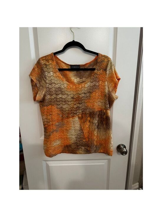 Elementz Tops - Elementz Orange Brown Textured Short Sleeve Tee L